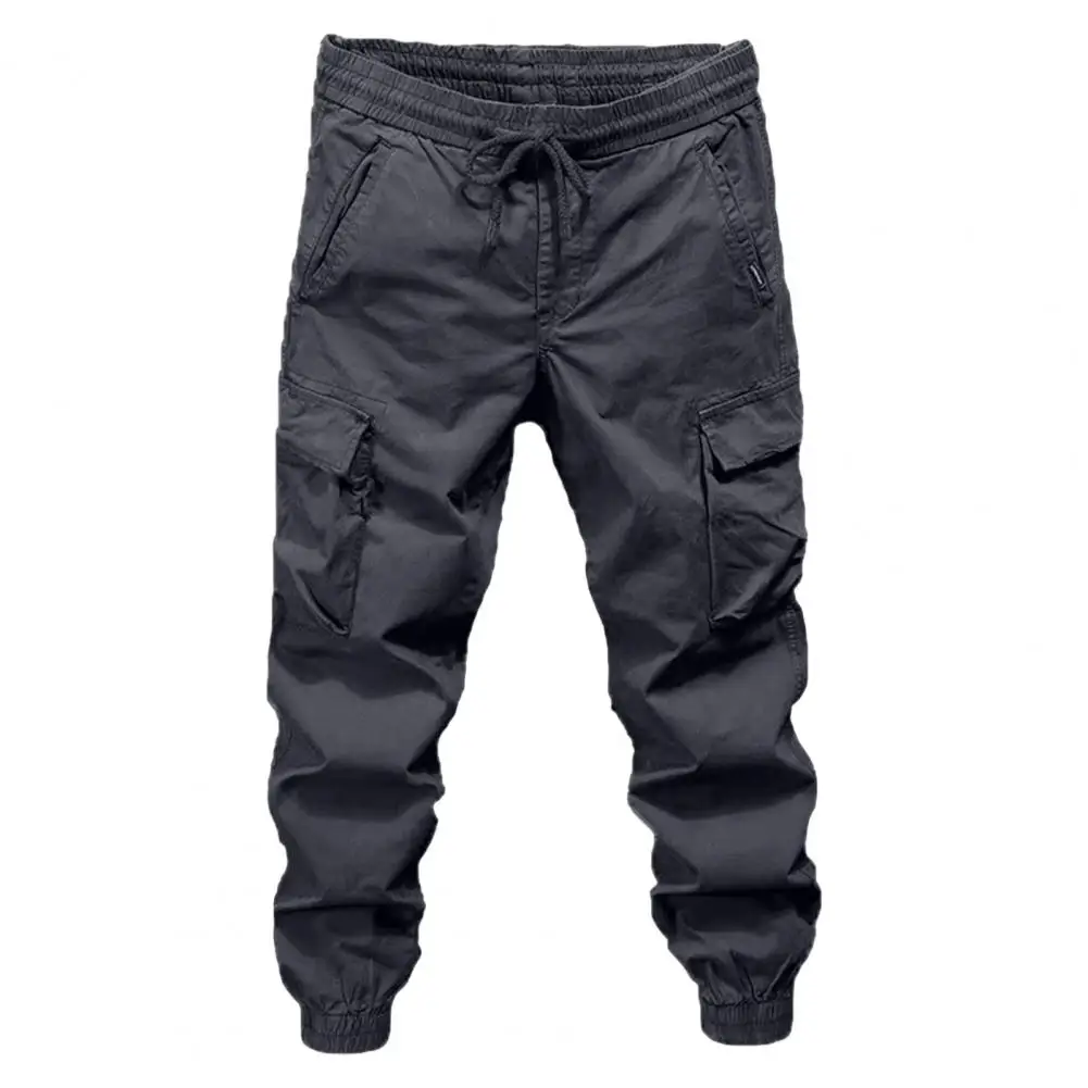 Men Cargo Pants Versatile Men\'s Cargo Pants Elastic Waist Drawstring Multi Pockets Ideal for Outdoor Sports Streetwear
