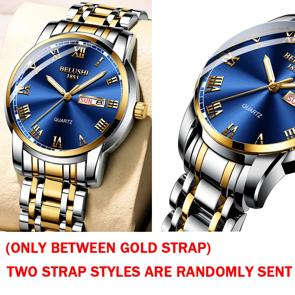 BELUSHI Top Brand Luxury Mens Watches Luminous Waterproof Stainless Steel Watch Quartz Men Date Calendar Business Wristwatch images - 6