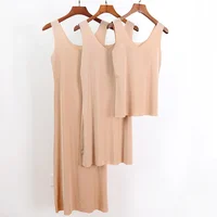 M-5XL grande taille robes antidérapantes pour les femmes été mince sans couture glace soie jupon sous-jupe sans manches sous-vêtements robe glisse 3