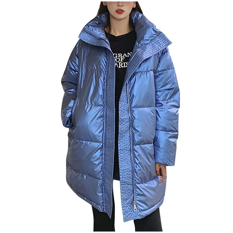 2021 New Winter Down Padded Jacket Women Mid-length Thick Loose Large Size Coat Women's Clothing Fur Collar Jacket