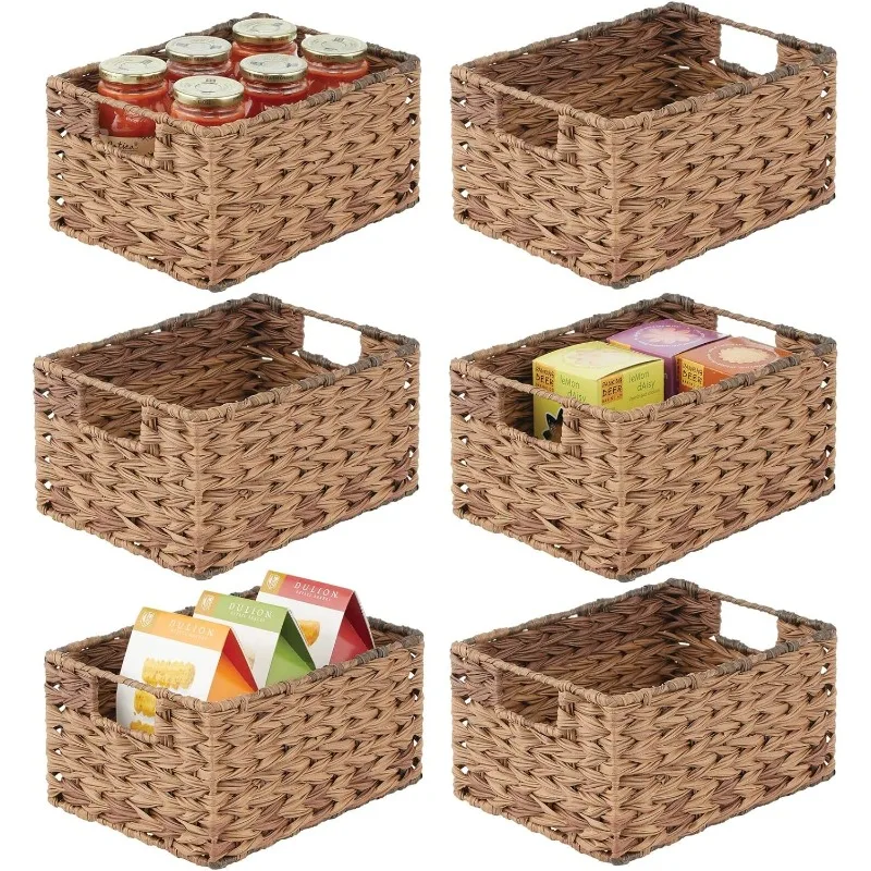 

mDesign Woven Farmhouse Kitchen Pantry Food Storage Organizer Basket Bin Box - Container Organization