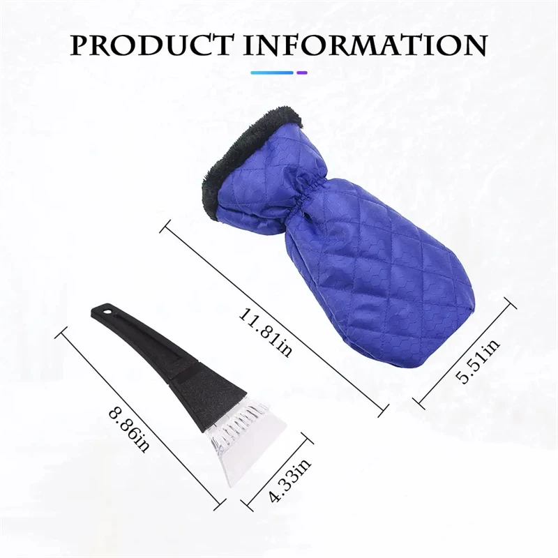 Ice Scraper Mitt for Car Detachable Cleaner No Scratch for Car Waterproof Snow Remover Glove