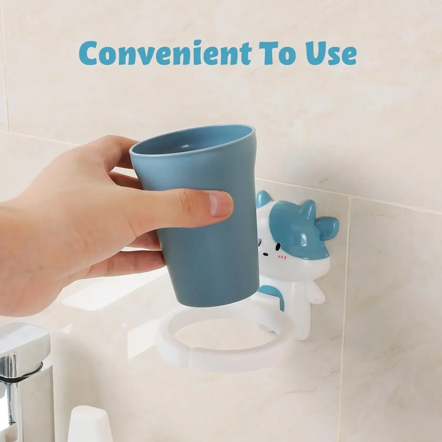 Cute Little Cow Toothbrush Cup Holder Wall Mounted