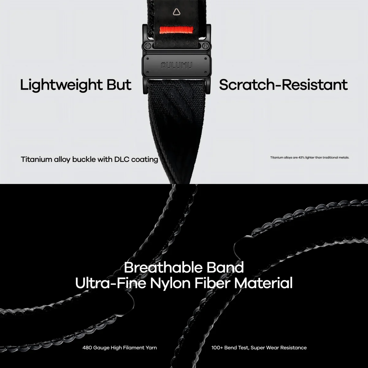 AULUMU C03 Titanlegierung, magnetische Schnalle, Schnellverschluss, geflochtenes Nylonband, atmungsaktiv, für große Zifferblätter der Serie S11/10/S9/Ultra – Detail 5