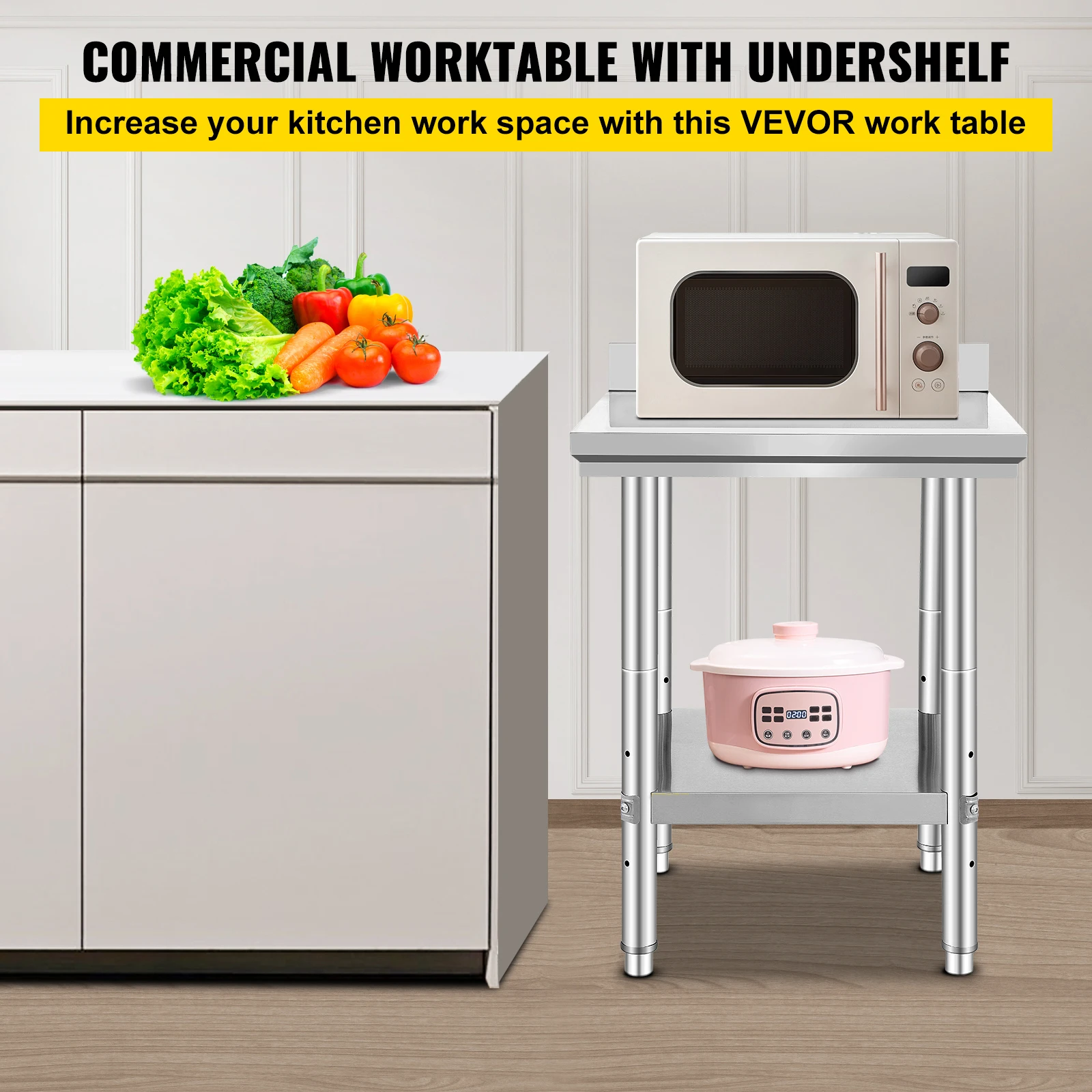 Stainless Steel Kitchen Work Table with Undershelf for Restaurant