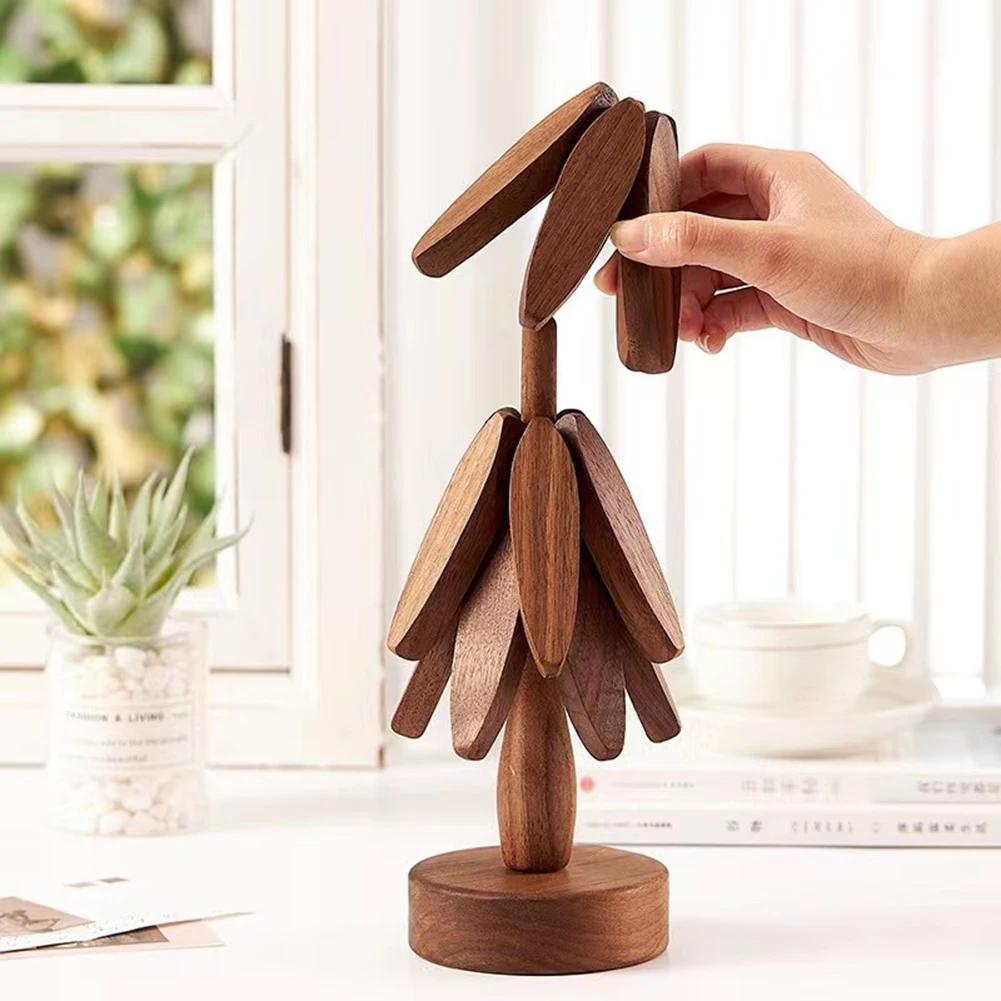 Innovative Wood Collapsible Hot Pad Trivet Tree Shaped Wooden