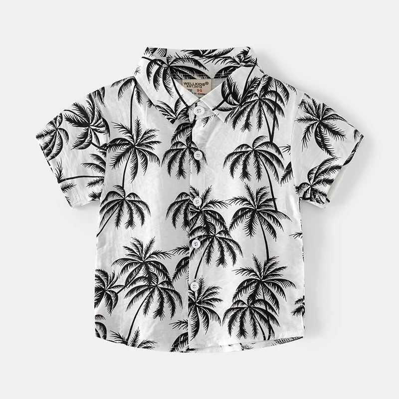 thumbnail image 1 of Camisa de manga corta con solapa de verano para niños de 2 a 6 años, camisas de estilo abstracto a la moda para exteriores, Tops para vacaciones en la playa, ropa para niños, 1 of 6