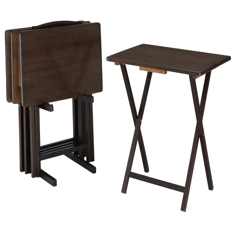 

Mainstays Walnut 5-Piece Folding TV Tray Table Set, 19 x 15 x 26 Inch ( 4 table + 1 rack stand )