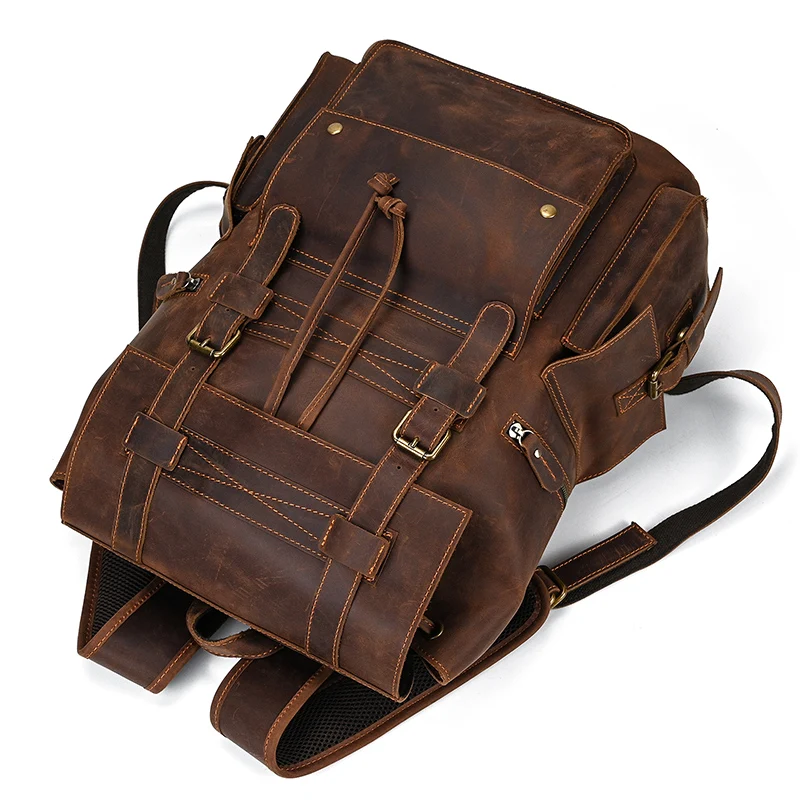 Leather Backpack Travel Pioneer™ - Dark Brown