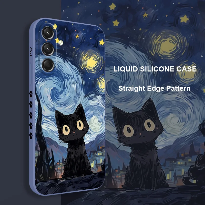 Starry Cat Phone Case - Celestial Feline Design Cover