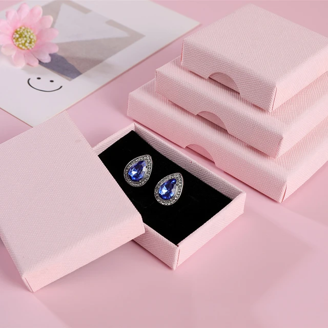 5pcs Cardboard Jewelry Box Ring Earrings Necklace Square Display Packaging  Carton Organizer Storage Paper Gift Boxes With Sponge