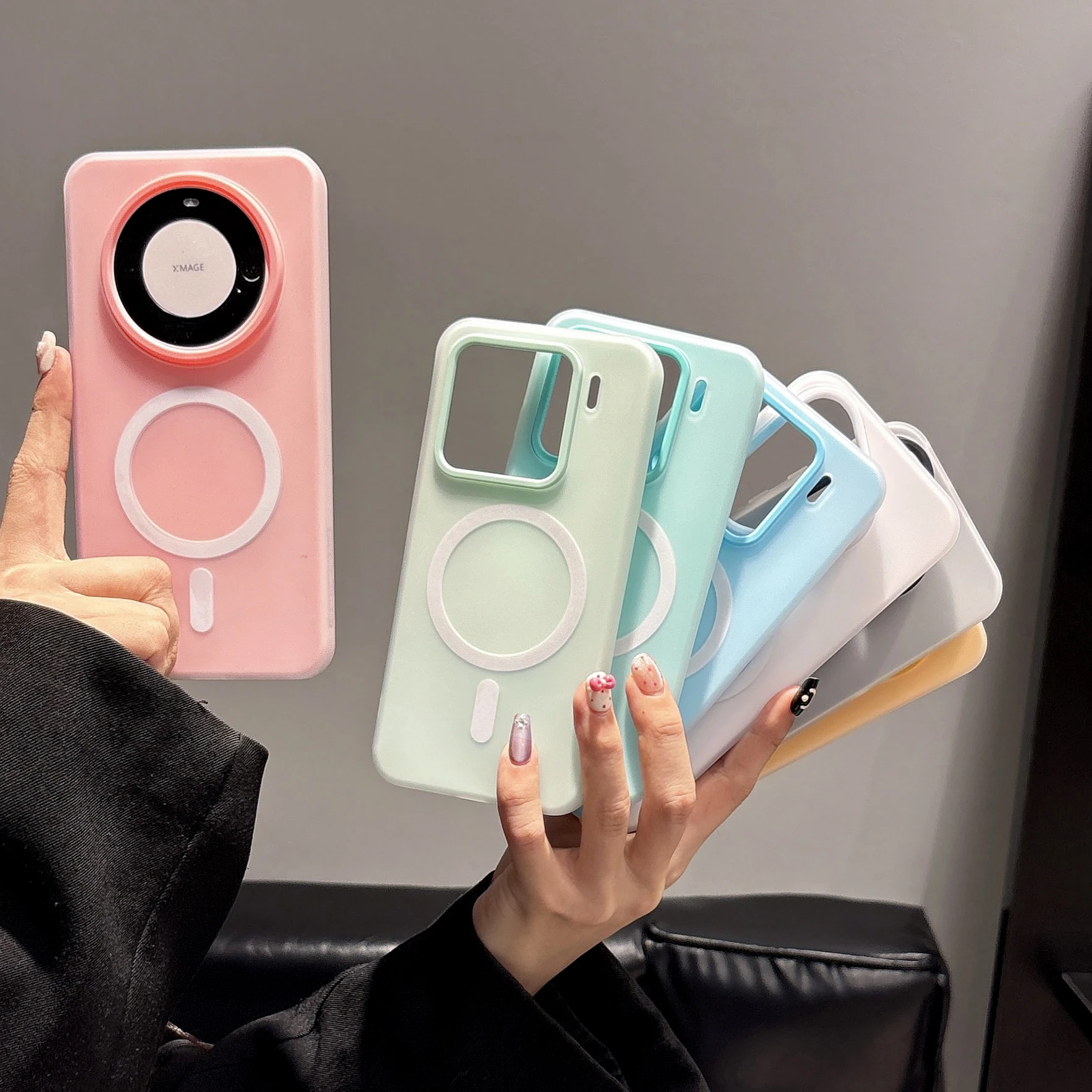 Magnetic Skin-Feel Wireless Charging Armor Case - Colorful Finish