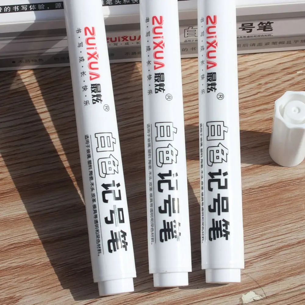 방수 흰색 영구 페인트 펜, 부드러운 쓰기, 빠른 건조, 흰색 마커 펜, 퇴색하기 쉬움, 범용 사용, 3 개