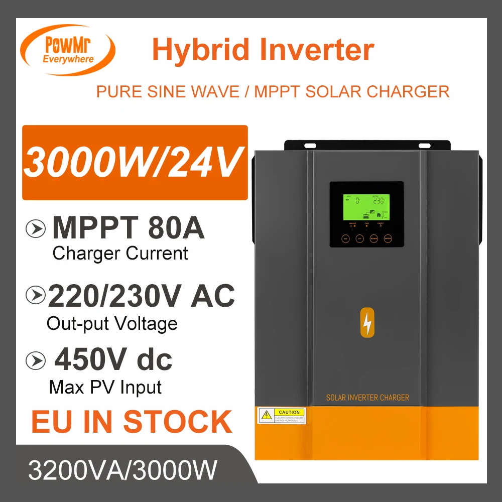 Powmr 3Kw 80A Mppt Regolatore Del Caricatore Solare 230V Ac Max Ingresso Del Pannello Solare 400V Inverter Ibrido A Onda Sinusoidale Pura Carica Della