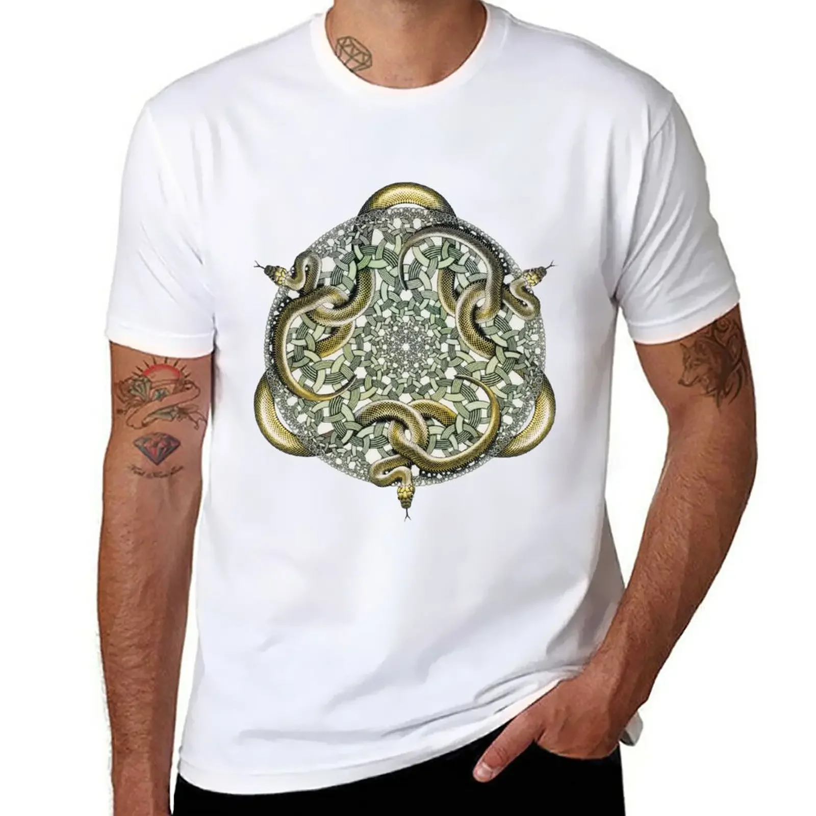 Escher Serpenti T-Shirt Vestiti Estetici Taglie Forti Magliette Per Uomo Graphic
