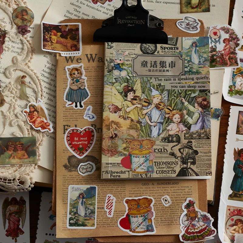 

20 Pages Vintage Stickers Book DIY Scrapbooking Supplies Ins Style Junk Journal Deco Stickers PET Material Stationery