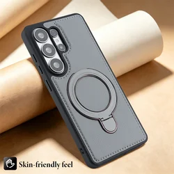 Elegant PU Leather Phone Case with Holder - Luxury Design Cover - Galaxy S23 Ultra (GRAY)