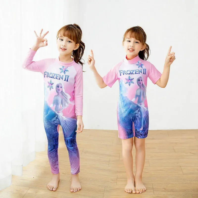 Baby Girls One Piece Swimsuits Children Swimwear Bathing Suit Cute Frozen Anna Elsa Swimming Kid Princess Sport Beach Wear Tops