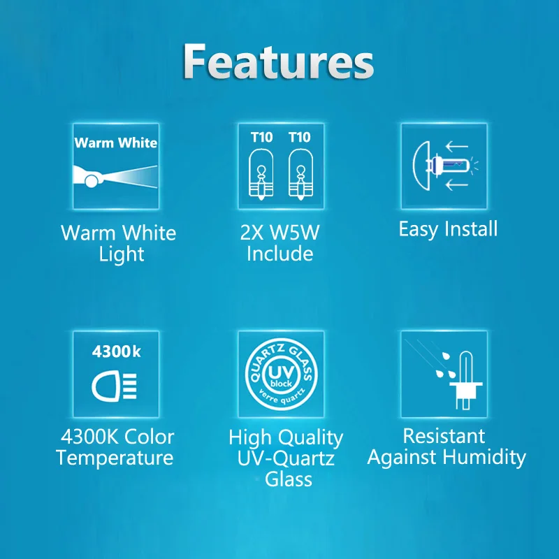 2X Philips H4 9003 12V 60/55W HB2 Crystal Vision 4300K White Light Halogen Headlight Car Bulbs with 2x T10 Blue Bulbs 12342CVSM 3