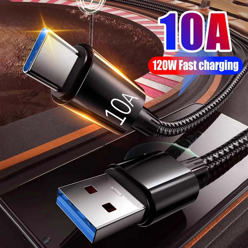 Nylon Braided 120W 10A USB-C Fast Charging Data Cable