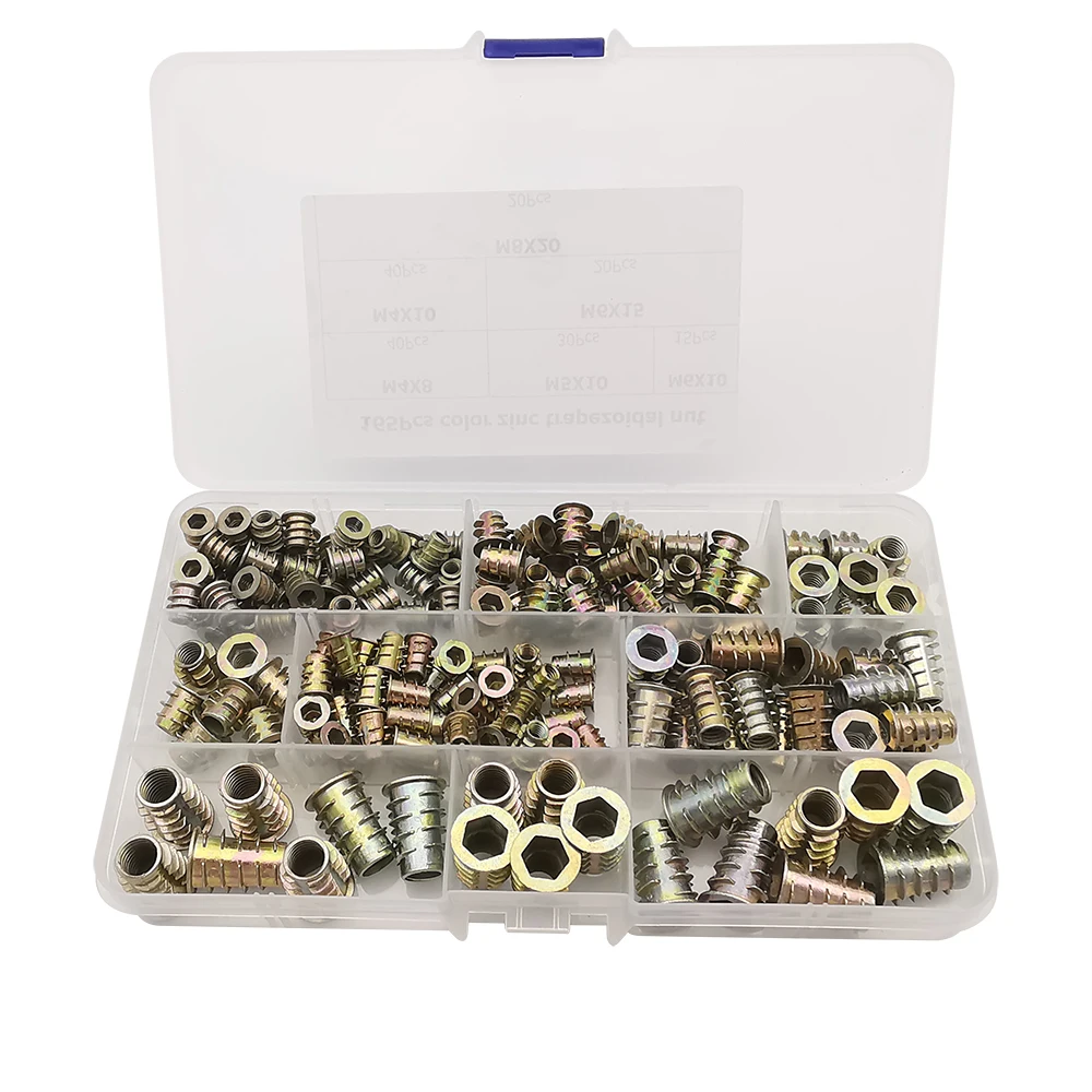 165Pcs/Box Threaded Insert Nut M4/M5/M6/M8 Zinc Alloy Threaded Inserts
