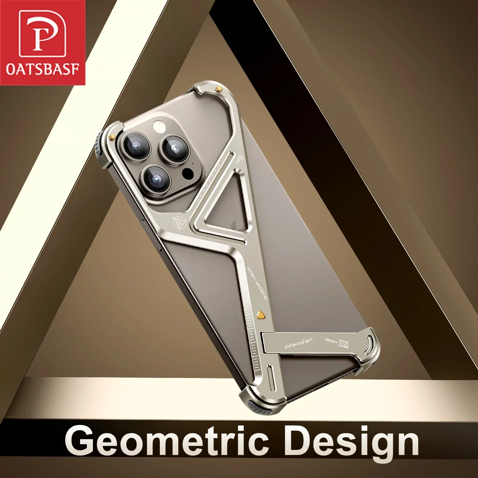 Sleek Aluminum Alloy Frameless Phone Case with Stand - Shockproof Protective Cover