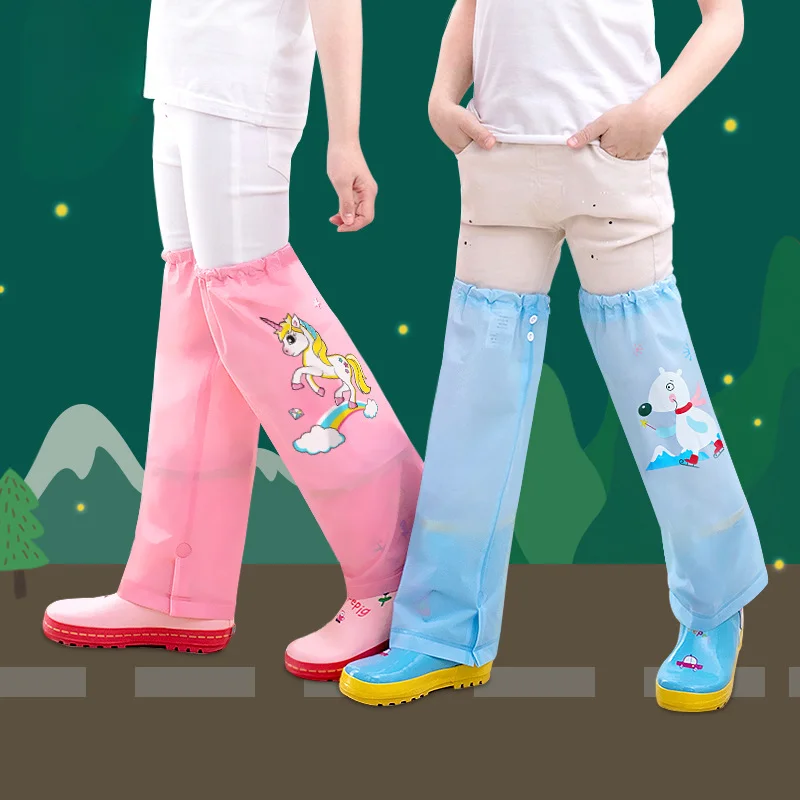Children's Kindergarten Dirt Proof Waterproof Boys and Girls Baby Rain Proof Leg Cover Cartoon Cute Tall Rain Pants Cover