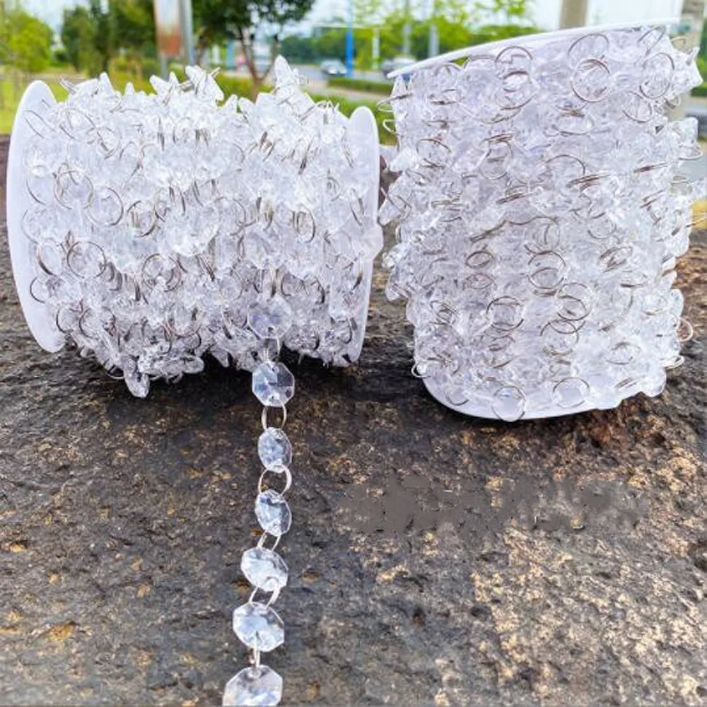 Camal Clear 20Yards 14mm Acrylic Crystal Octagonal Artificial Beads Chain Garland For Curtain Wedding Bouquet Party Home Decor factory wholesale folding luggage rack clear acrylic luggage rack for hotel home use