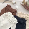 Autumn and Winter 2025 New Baby Lotus Leaf Pile Base Sweater Pit Strip High Elasticity Sweater Girls Baby Base Top