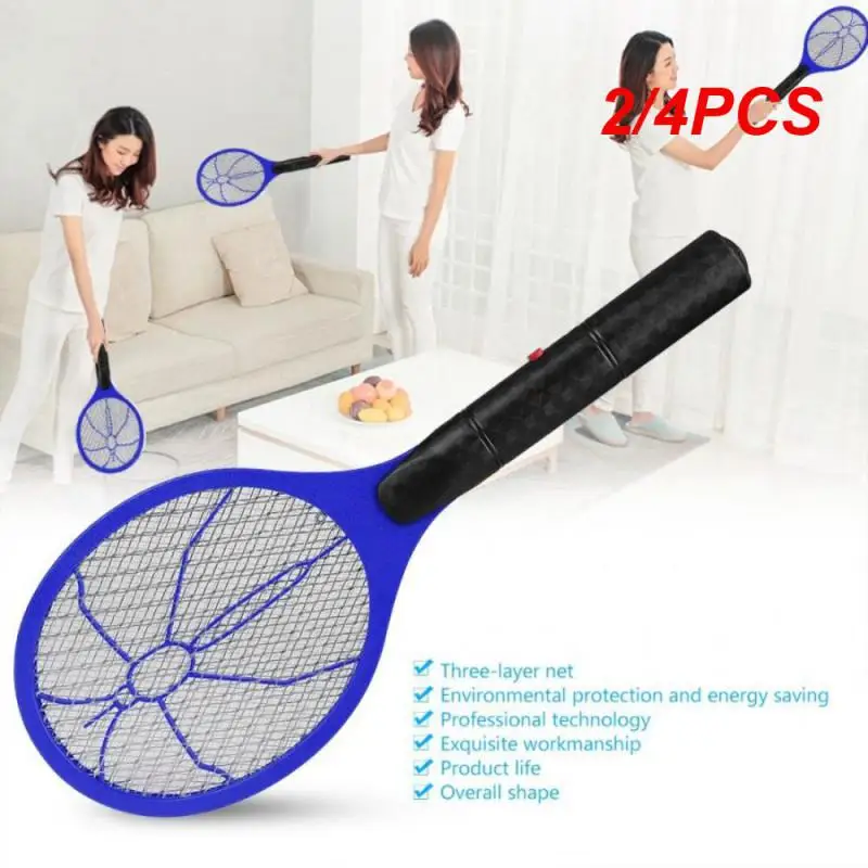 2/4Pcs Electric Mosquito Racket Killer Electric Fly Swatter Friggitrice Mosche Cordless Battery Power Bug Zapper Insetti Racchetta Uccide