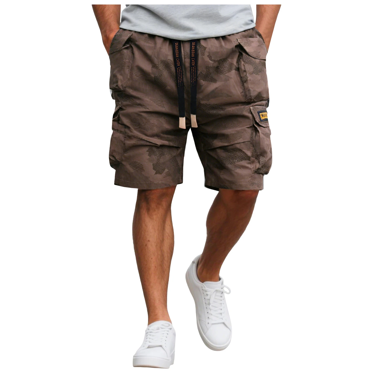 Men’s oversized cotton cargo shorts with elastic waist casual gym jogging shorts 07