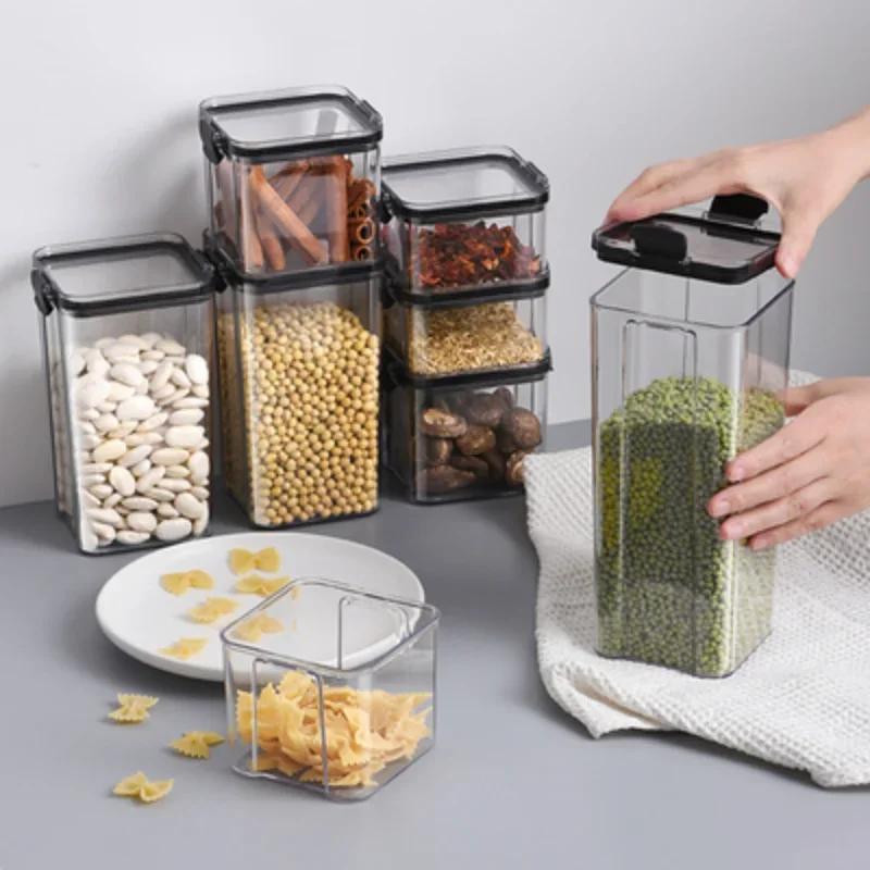 Food Storage Kitchen Containers Plastic Box Jars for Bulk Cereals Kitchen Organizers for Pantry Organizer Jars With Lid Home Set 4