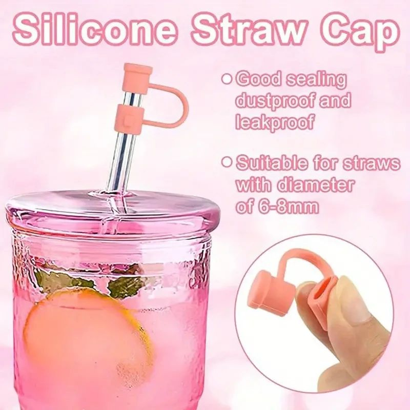 10PCS Silicone Straw Cap Solid Color Straw Stopper 7-8mm Dust Cap Candy Color Milk Tea Beverage Cover