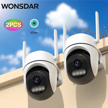 WONSDAR 2pcs PTZ WiFi Camera Outdoor IP Camera Video Surveillance Smart Home Security Protection Motion Detection Alarm iCsee 1