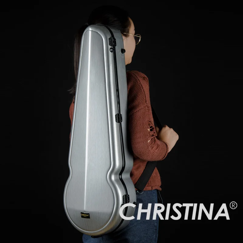 

CHRISTINA Carbon Fiber Viola Case 16 inch, Triangle Silver Grey, Waterproof Lightweight, Double Shoulder Straps Easy Carrying