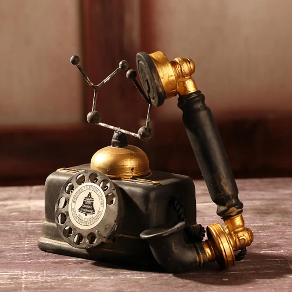 Resin Telephone Model Vintage Phone Miniature Retro Bookstore Cafe Decora Ornaments Photography Props Bar Decorative Telephones
