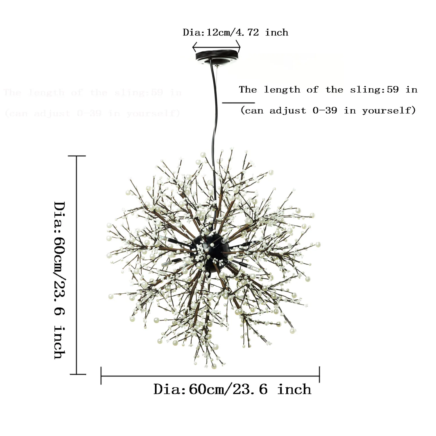 

Modern Wooden Beads Dandelion Chandelier Firework Pendant Lighting 8-Lights Sputnik Hanging Fixture for Living(G9 Bulb Base)