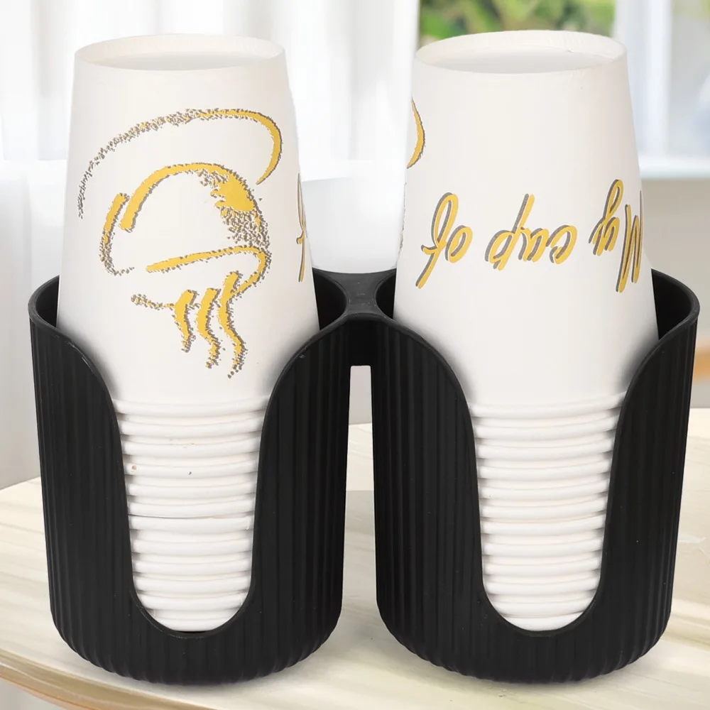 Cup storage holder practical double disposable paper cup storage rack plastic dispenser mug display stand organizer