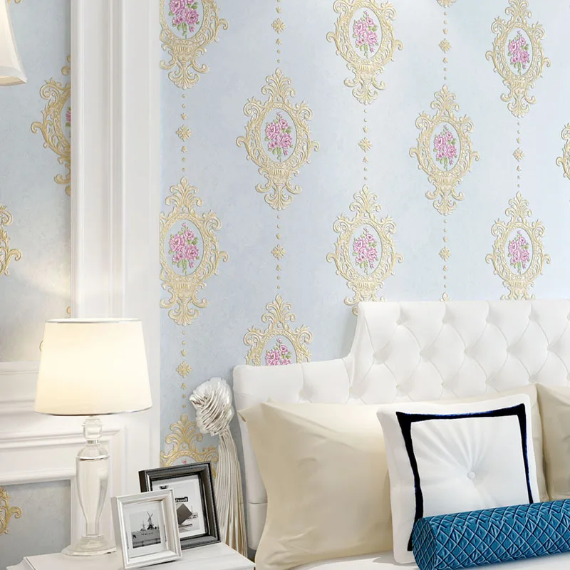 

Simple European embossed fine embossed non woven wallpaper bedroom living room wallpaper modern 3D Wallpaper W173