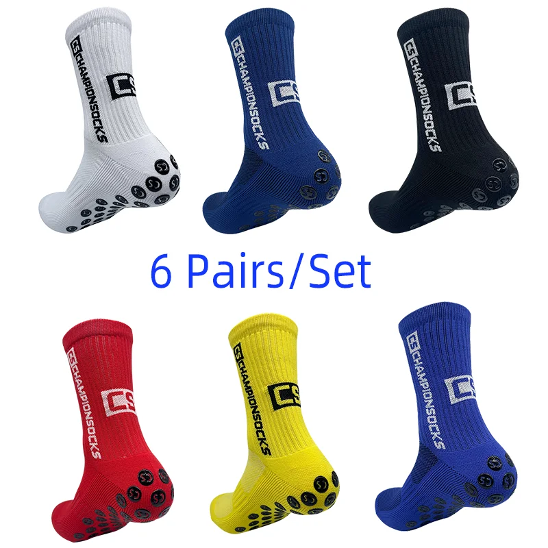 Soccer Socks Six Pairs Professional Training Sports Polyester Breathable Sweat Absorbing Non Slip
