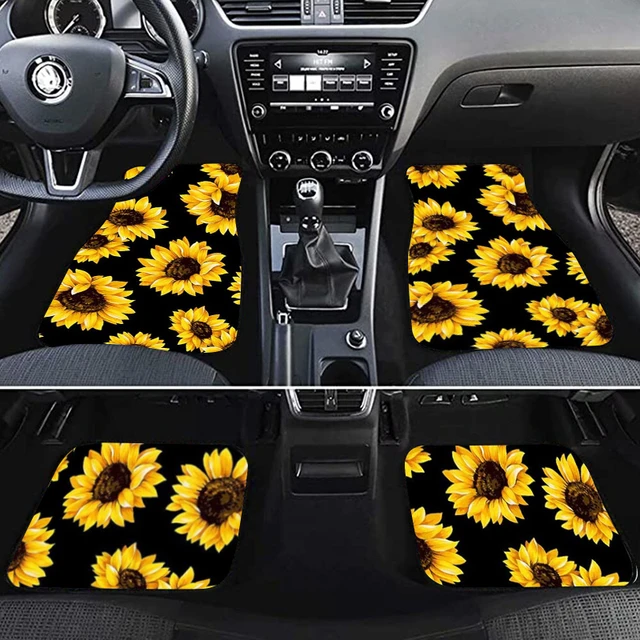 Tapis de sol de voiture orange jaune tapis de sol pour voitures, accessoire  décoratif intérieur de voiture, ensemble de tapis de sol de voiture  antidérapants, cadeau pour femme : : Auto