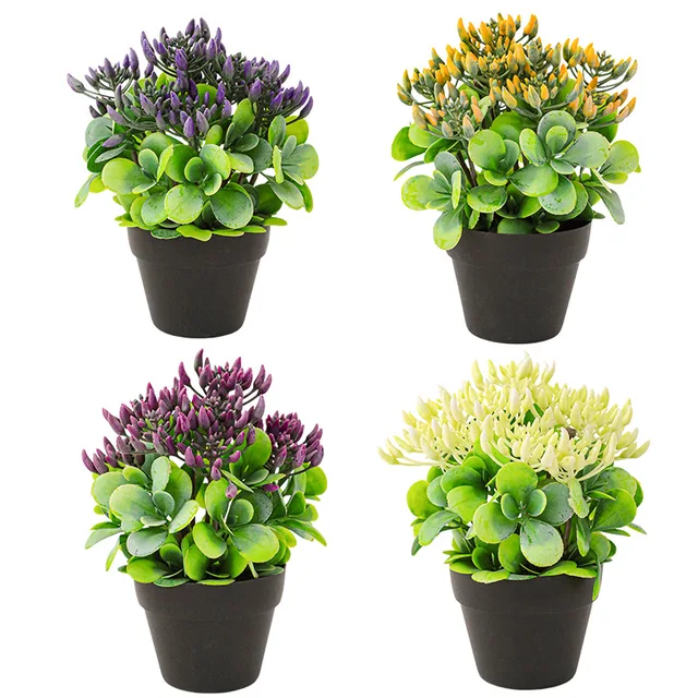Mesterséges Zöld Zamatos Növények Hamis Bonsai Edényekkel Dekoratív Asztali Dekorációs Kerti Edények És Ültetvények - Image 6