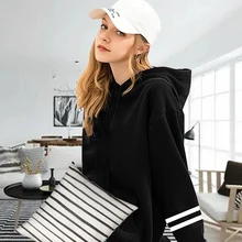 

Women's Hoodies Striped Sportswear Hooded Sweatshirts Long Sleeve Pullover Winter Woman Clothes