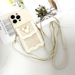 Chic Crossbody Leather Wallet Case with Lanyard Strap and Cute Cartoon Design for Redmi Note 15 5G (White miqi)