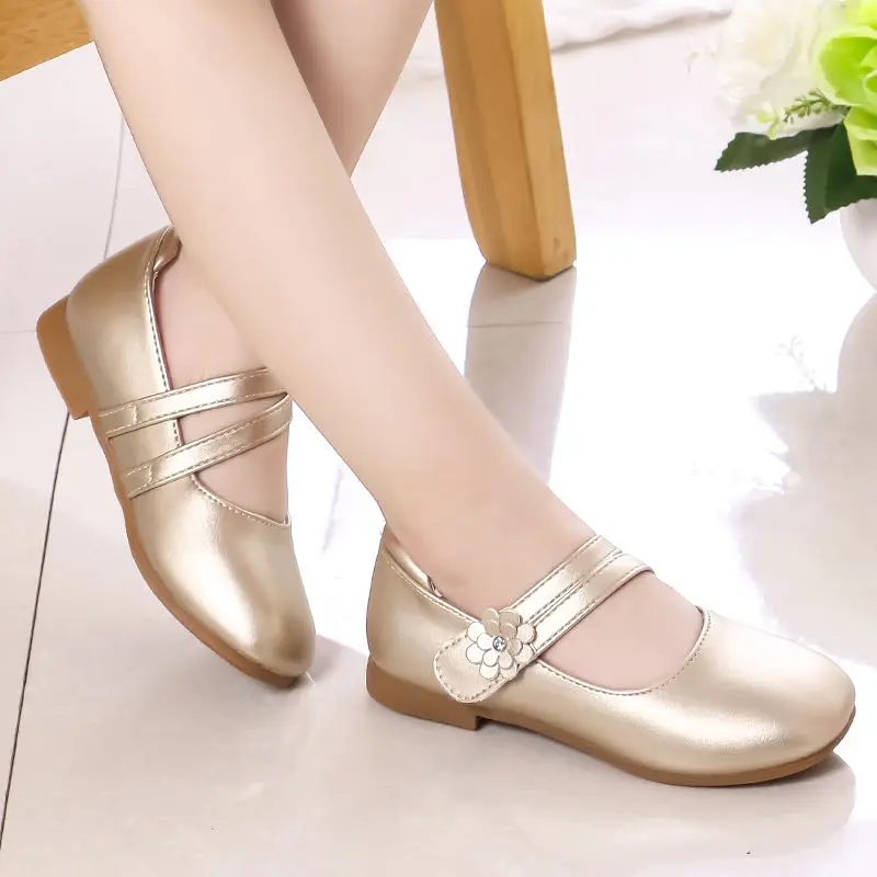 

Girls Party Shoes Wedding Dress Shoes Round Toe Kids Shoes For Girl Soft Leather Spring Sweet Cute Mary Jane Baby Children Flats