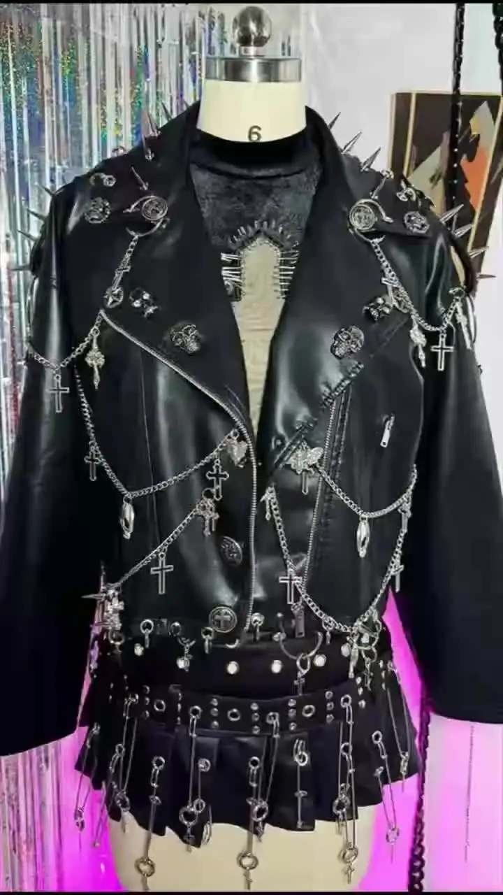 ジャケット・アウター 00's gimmick leather jacket grunge y2k archive gimmick leather hoodie lgb y2k - メルカリ