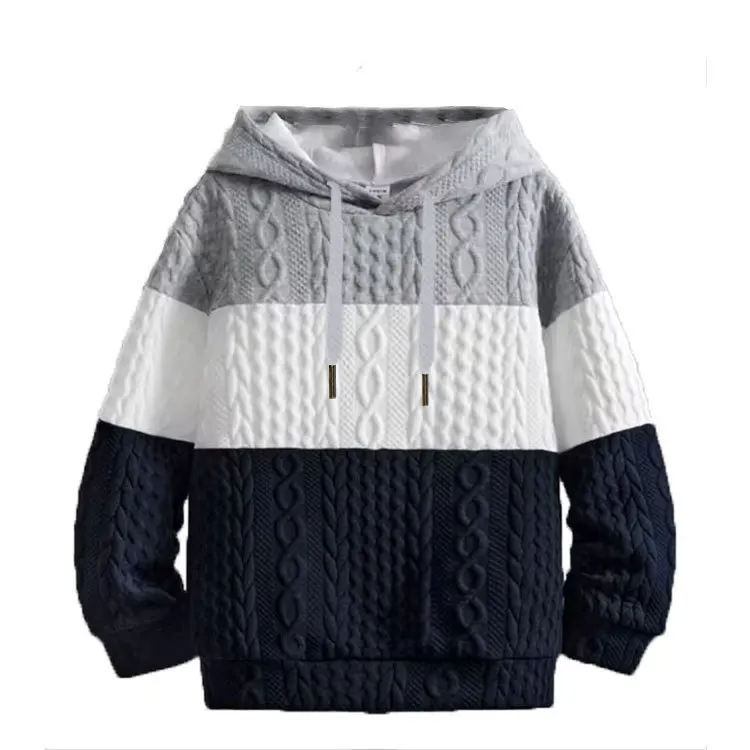 Autumn New Men's Knitted Jacquard Hoodies Solid Slim Hooded Sweatshirts Mens Coats Male Casual Oversize Streetwear Clothing