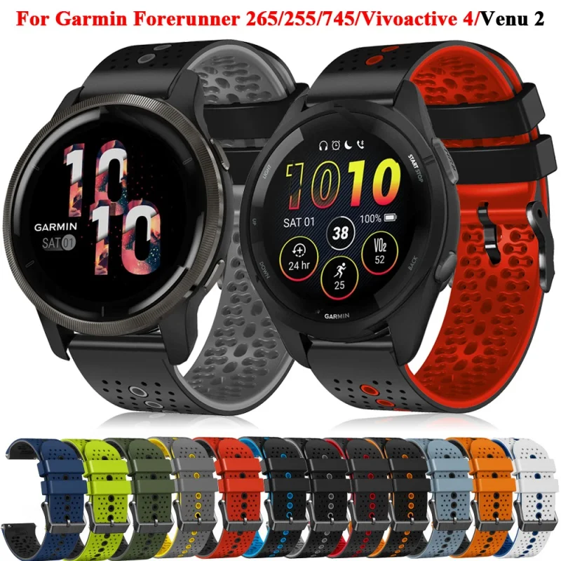 

For Garmin Venu 2 22mm Sport Wristband Forerunner 265 965 745 255M Vivoactive 4 Silicone Bracelet Venu2 Straps Huawei GT2/3 Band