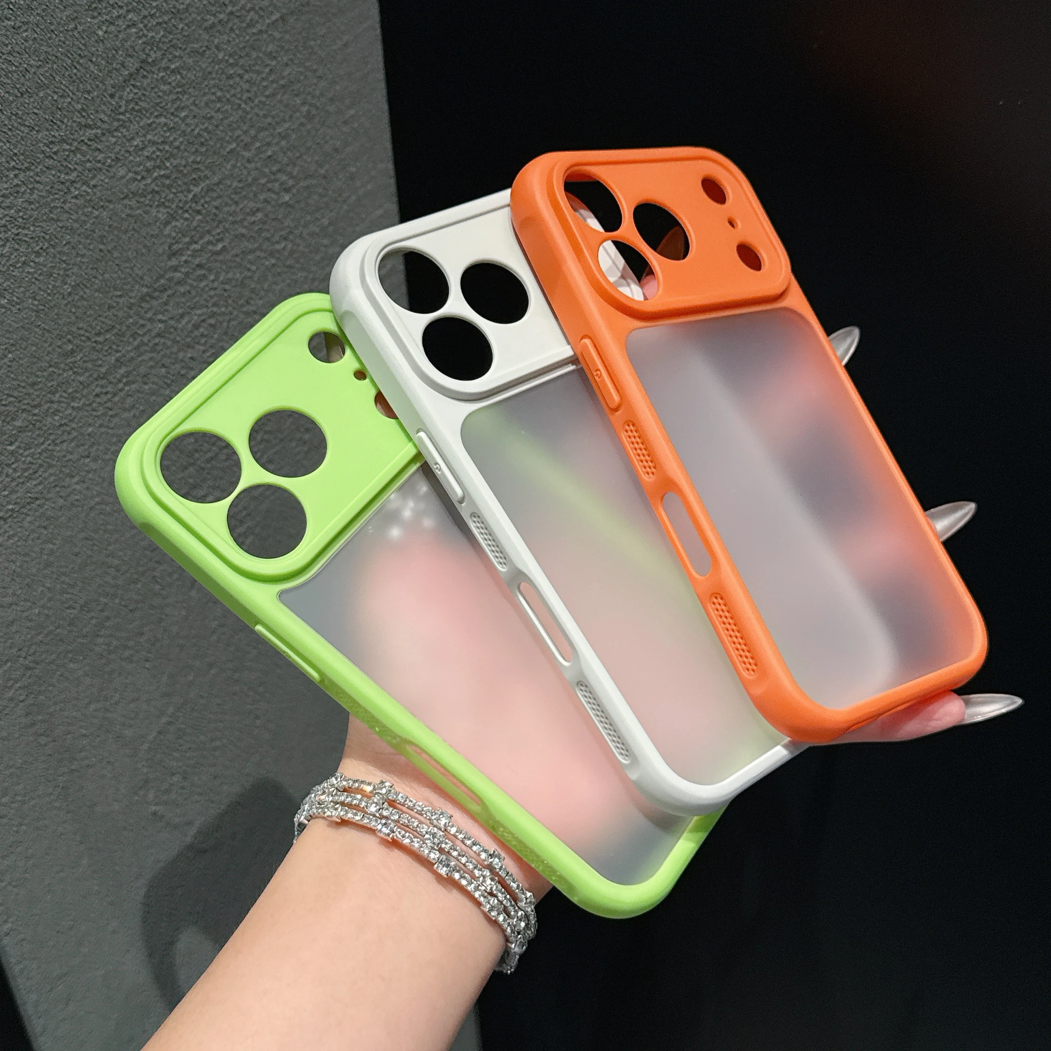 Luxury Transparent Orange Shield Phone Case with Lens Protection & Shockproof Cover