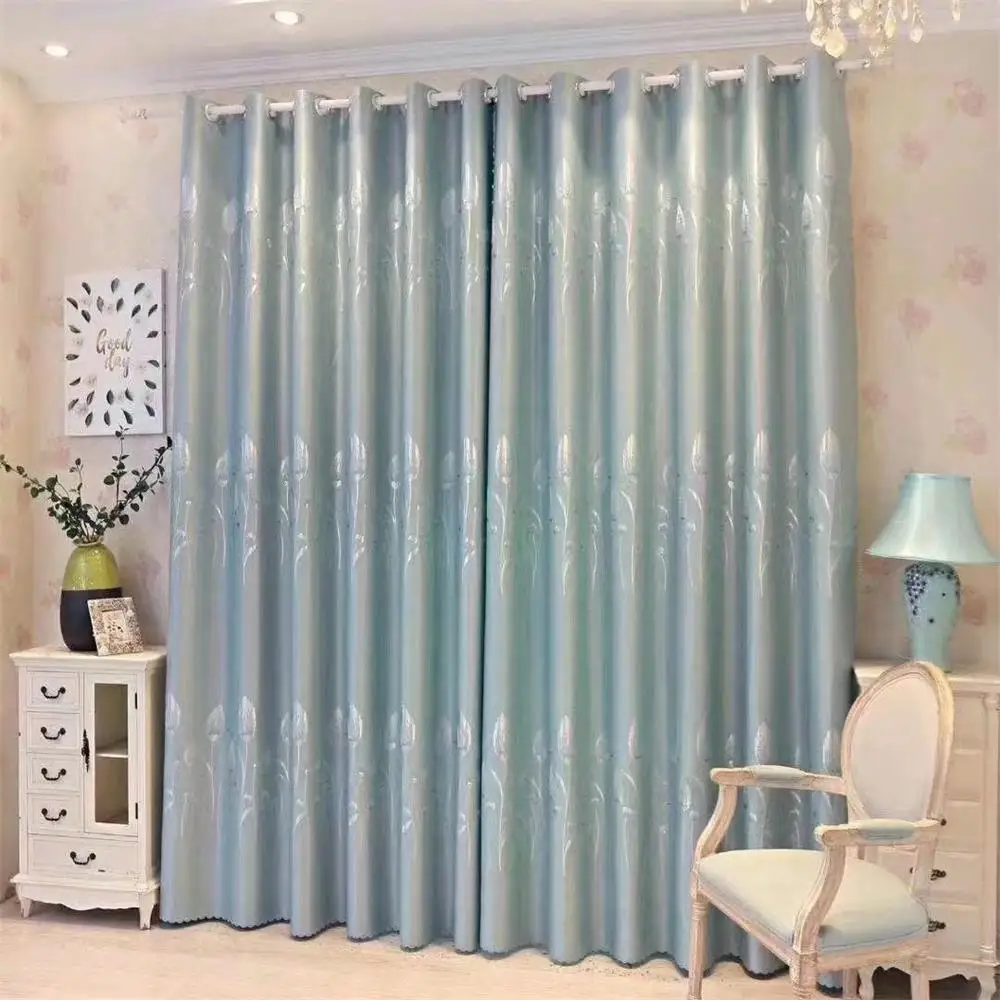 2022 New European Style Blackout Curtains Simple Embroidered Thickened Shading for Living Room Bedroom Curtain Customization 
